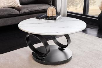 Draaibare salontafel wit keramiek 80-133 cm