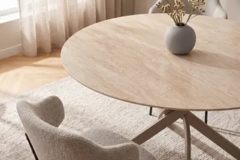 Ronde tafel travertin keramiek 120 cm