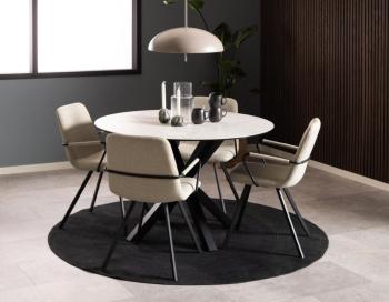 ronde eetkamertafel heaven wit keramiek 119cm