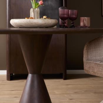 ronde eetkamertafel donkerbruin mangohout 130cm