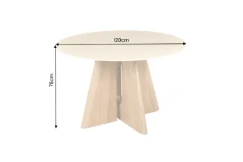 ronde eettafel eiken met travertin keramiek 120 cm