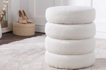 hocker met opbergruimte creme wit 49 cm
