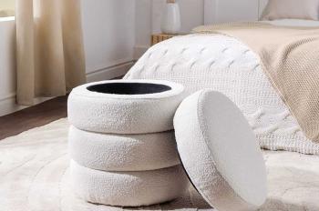 hocker met opbergruimte creme wit 49 cm
