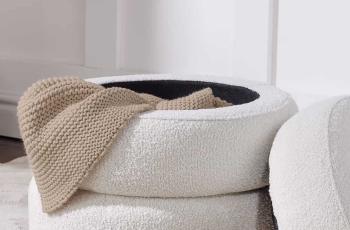 hocker met opbergruimte creme wit 49 cm