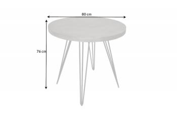 ronde tafel mangohout grijs 80 cm