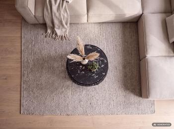 ronde metalen salontafel zwart marmer 60cm