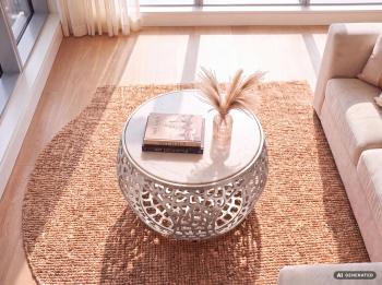 ronde metalen salontafel zilver wit marmer 60 cm