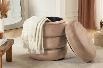hocker met opbergruimte champagne fluweel 49 cm