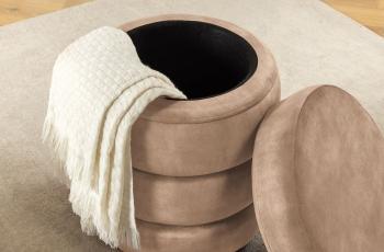 hocker met opbergruimte champagne fluweel 49 cm