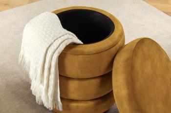 hocker met opbergruimte geel fluweel 49 cm