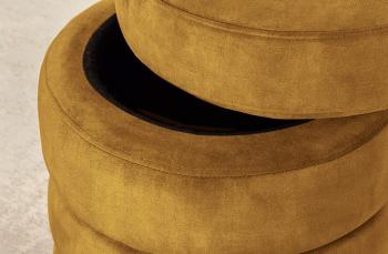 hocker met opbergruimte geel fluweel 49 cm