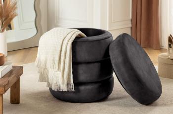 hocker met opbergruimte grijs fluweel 49 cm