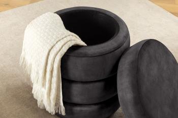 hocker met opbergruimte grijs fluweel 49 cm