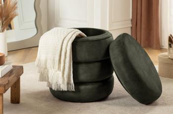 hocker met opbergruimte groen fluweel 49 cm