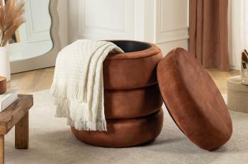 hocker met opbergruimte roestbruin fluweel 49 cm