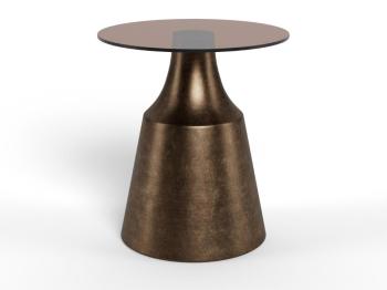 Ronde salontafel brons met bruin glas 45 cm