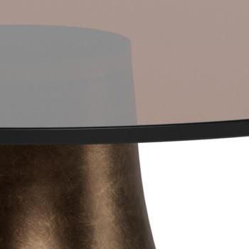 Ronde salontafel brons met bruin glas 45 cm