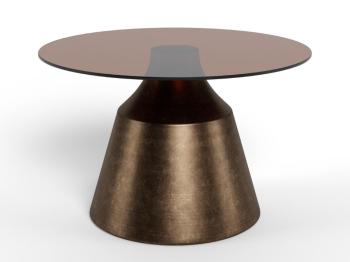Ronde salontafel brons met bruin glas 70 cm