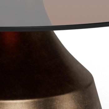 Ronde salontafel brons met bruin glas 70 cm