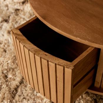 Ronde salontafel met laden mangohout 80 cm