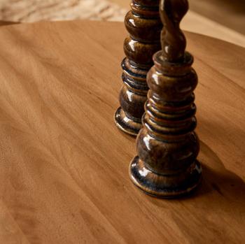 Ronde salontafel met laden mangohout 80 cm