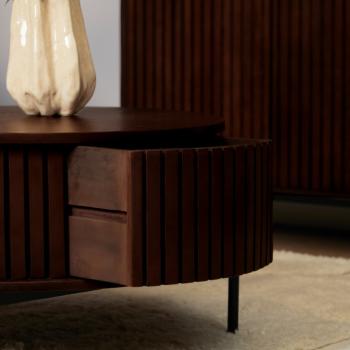 ronde salontafel donkerbruin mangohout 80 cm