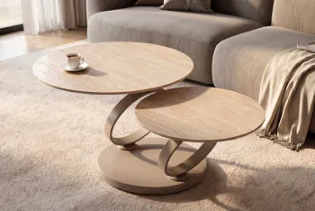 Draaibare salontafel travertin keramiek 80-133 cm