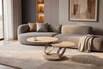 Draaibare salontafel travertin keramiek 80-133 cm