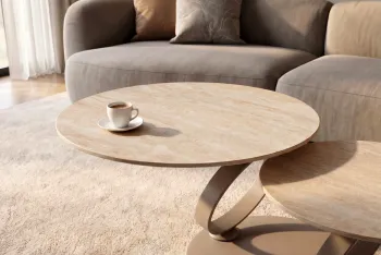 Draaibare salontafel travertin keramiek 80-133 cm