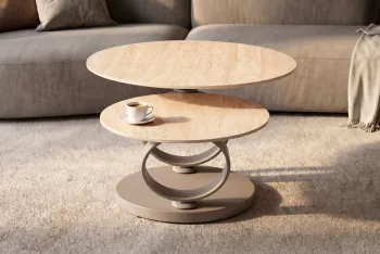 Draaibare salontafel travertin keramiek 80-133 cm
