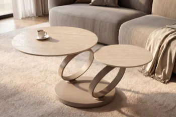 Draaibare salontafel travertin keramiek 80-133 cm