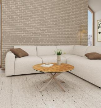 Salontafel rond eiken keramiek 82 cm 