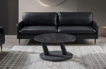 ronde salontafel keramiek donkergrijs draaibaar 80-126 cm