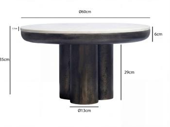 ronde salontafel zwart bronze poot marmer wit 60 cm