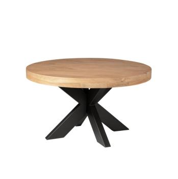 Ronde salontafel mangohout metaal 80 cm