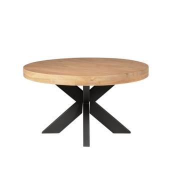 Ronde salontafel mangohout metaal 80 cm