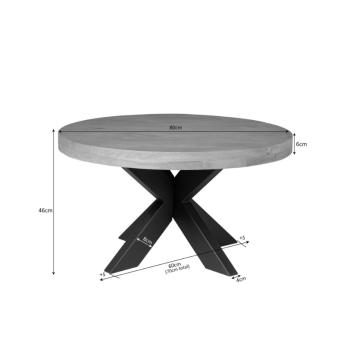 Ronde salontafel mangohout metaal 80 cm