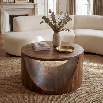 ronde salontafel mangohout donkerbruin 60 cm
