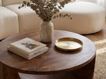 ronde salontafel mangohout donkerbruin 60 cm