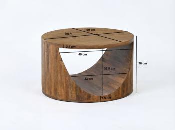 ronde salontafel mangohout donkerbruin 60 cm