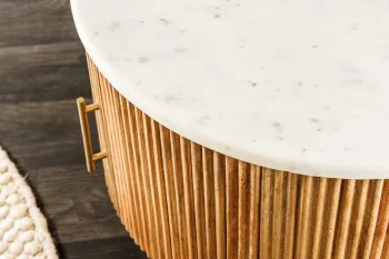 ronde salontafel mangohout met marmer 60 cm