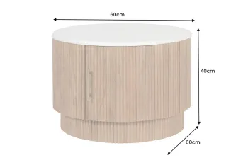 ronde salontafel mangohout met marmer 60 cm