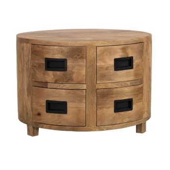 ronde salontafel mangohout 4 laden 80 cm