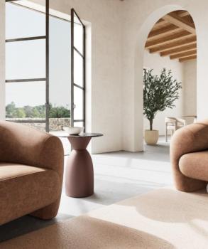 ronde salontafel mat brons donker marmer 40 cm