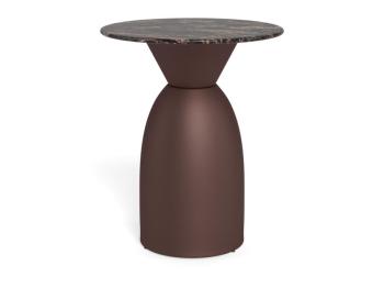 ronde salontafel mat brons donker marmer 40 cm