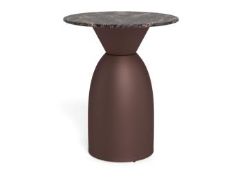 ronde salontafel mat brons donker marmer 40 cm