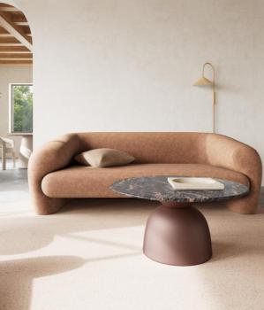 ronde salontafel mat brons donker marmer 80 cm