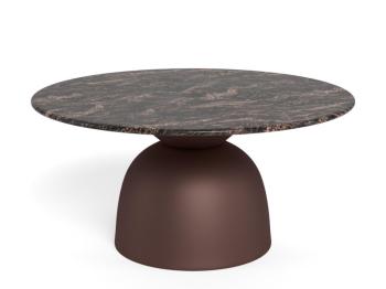 ronde salontafel mat brons donker marmer 80 cm