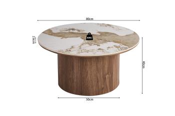 ronde salontafel set keramiek pandora bruin 80 en 45 cm