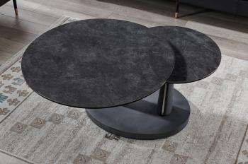 ronde salontafel keramiek donkergrijs draaibaar 80-126 cm
